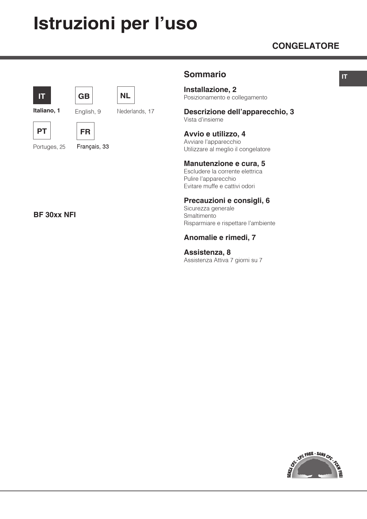 Mode d'emploi HOTPOINT BF 3022 NF I