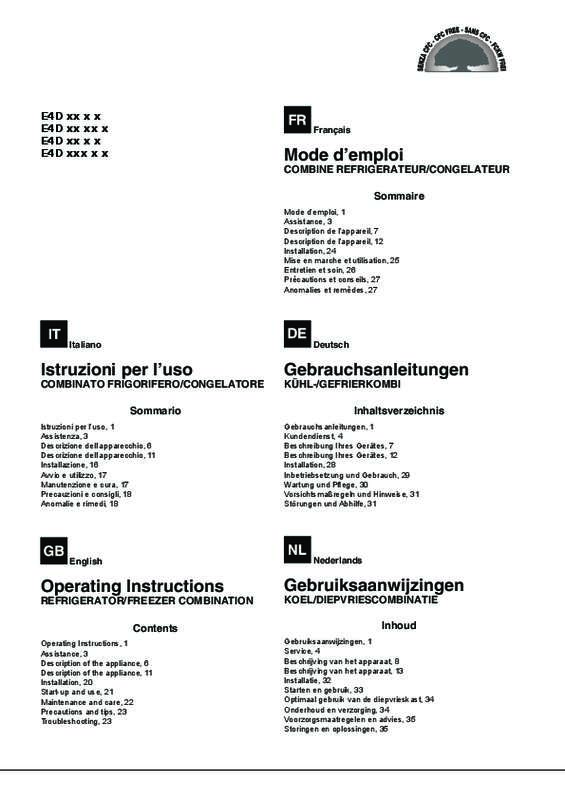 Notice réfrigérateur HOTPOINT E4D AAA B C Trouver une solution à un  problème HOTPOINT E4D AAA B C mode d'emploi HOTPOINT E4D AAA B C Français
