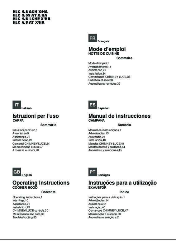 Mode d'emploi HOTPOINT HLC 9.5S AT X/HA