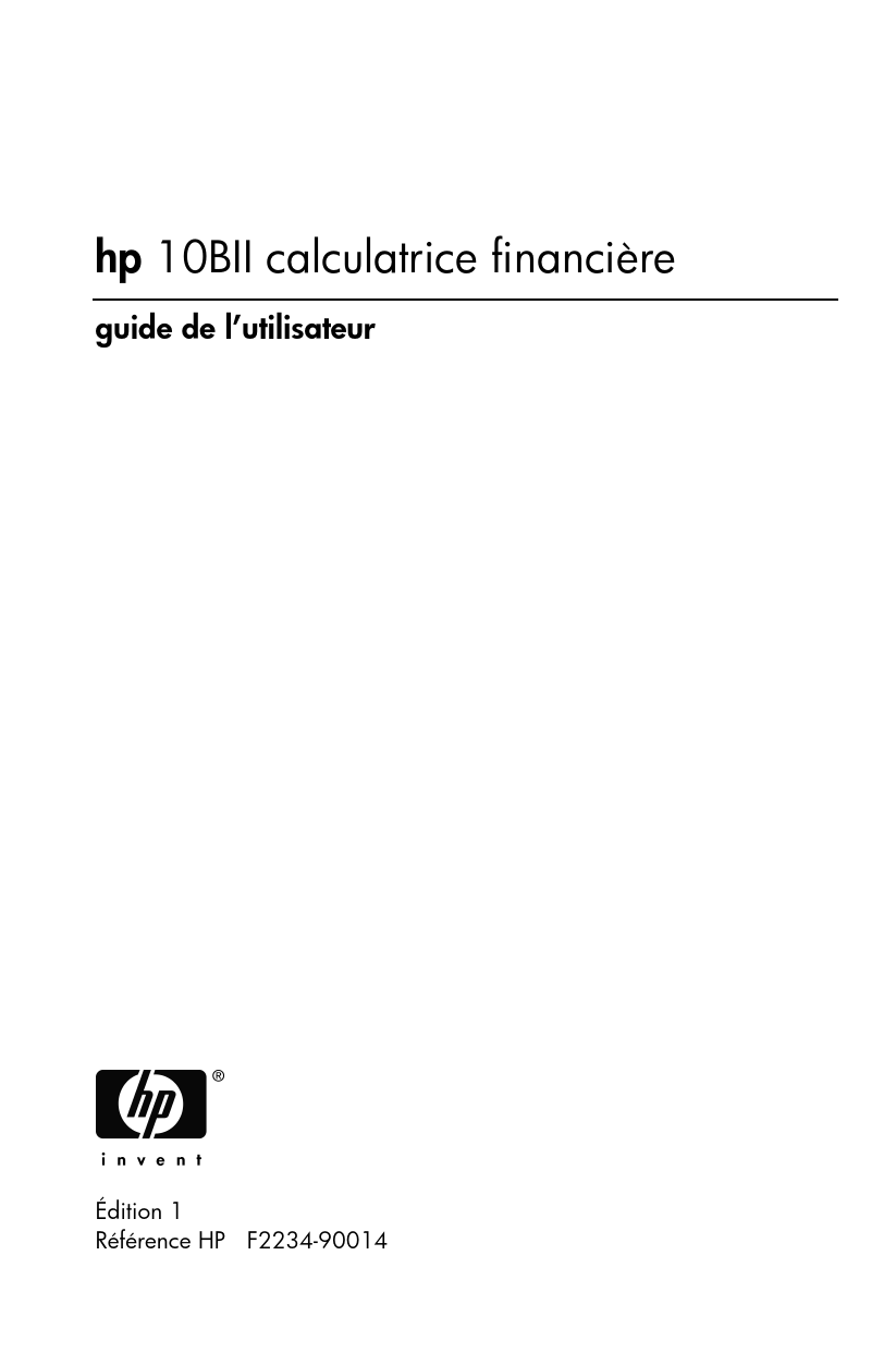 Mode d'emploi HP 10 BLL