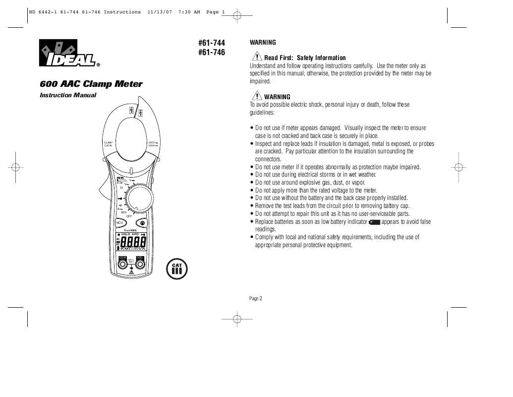 Notice IDEAL 61744 Trouver une solution à un problème IDEAL 61744