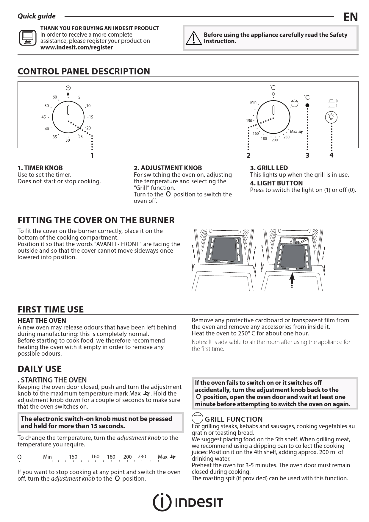 Four Indesit Notice