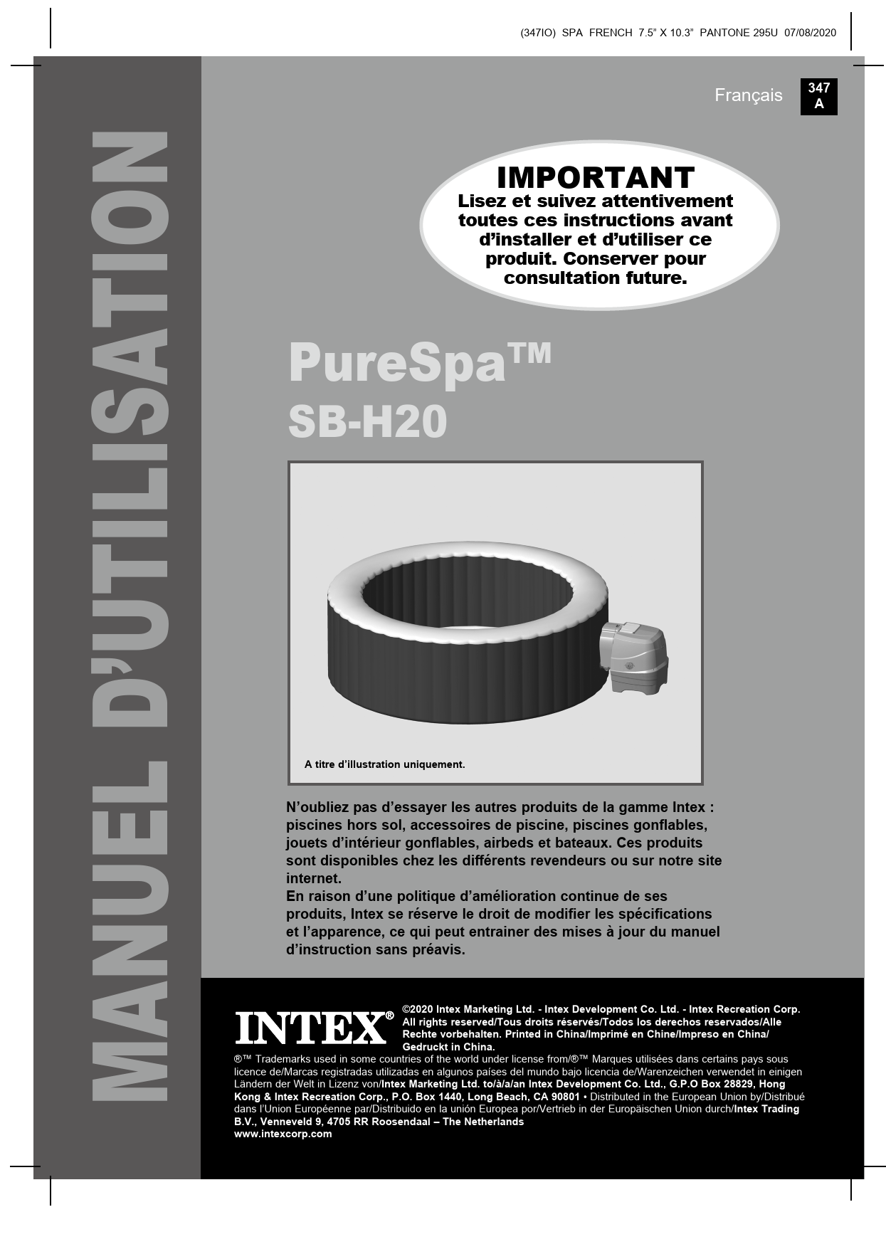 Notice INTEX PURESPA BLUE NAVY spa Trouver une solution à un problème