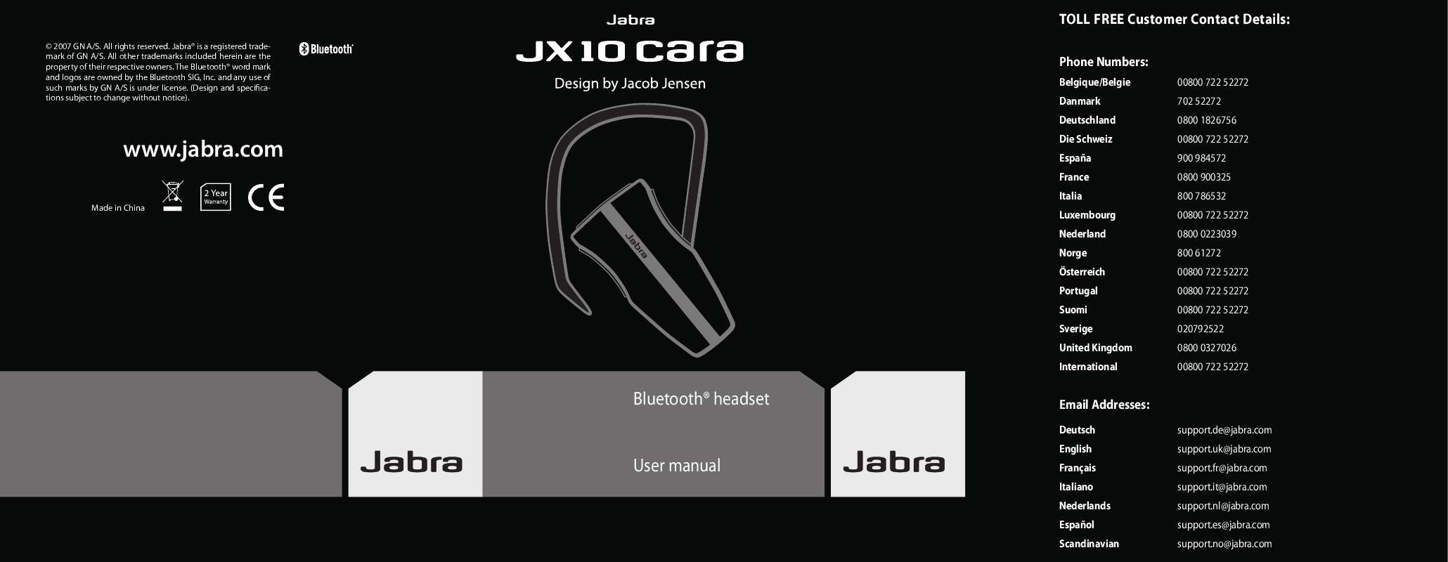 Mode d'emploi JABRA JX10 CARA