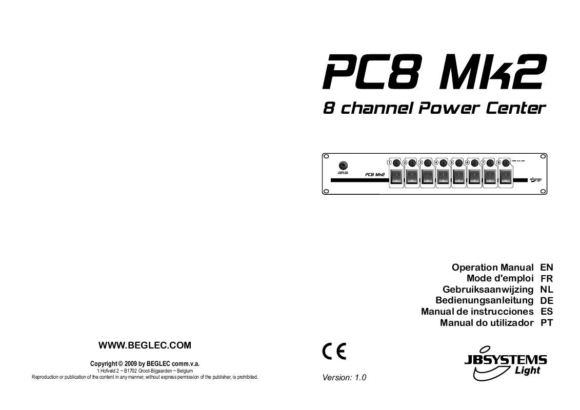 Mode d'emploi JBSYSTEMS PC8 MK2