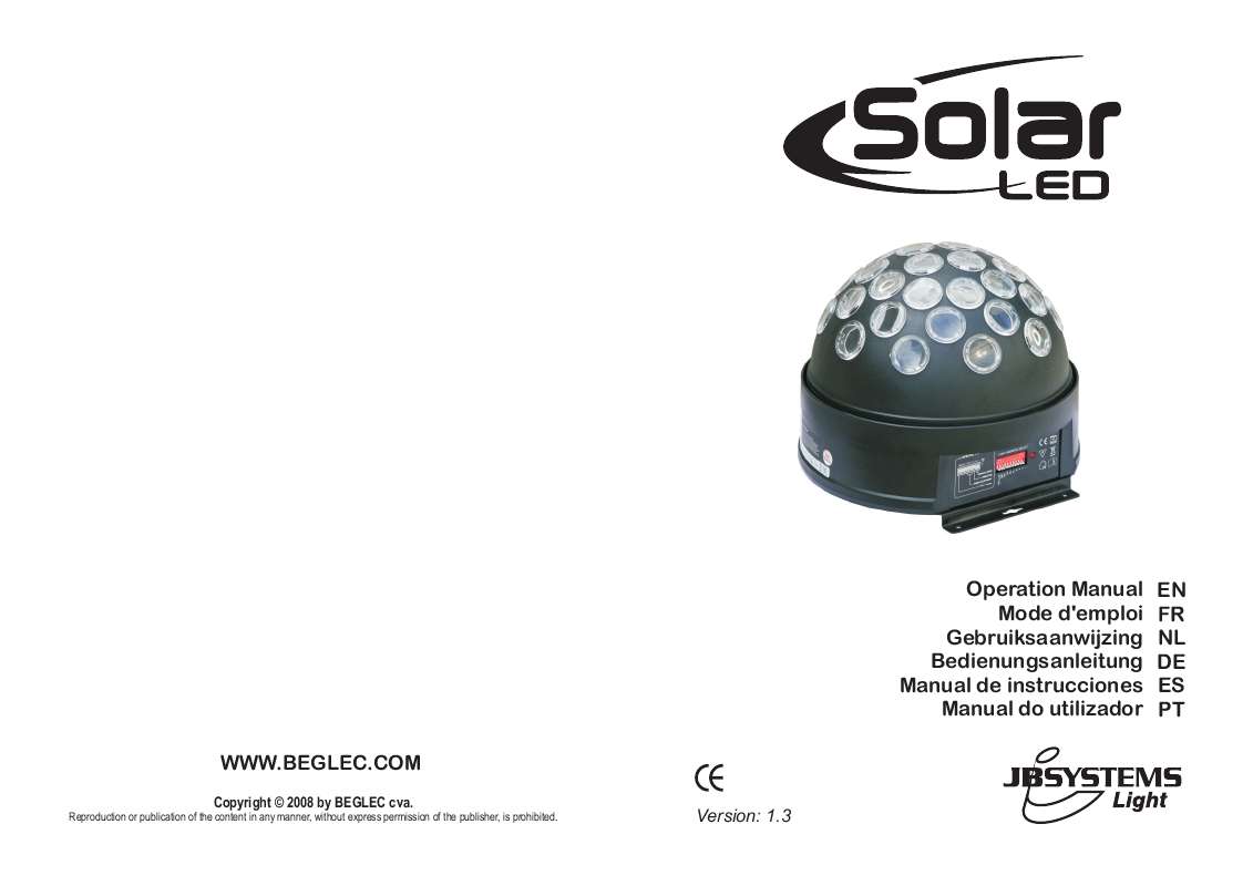 Mode d'emploi JBSYSTEMS SOLAR LED