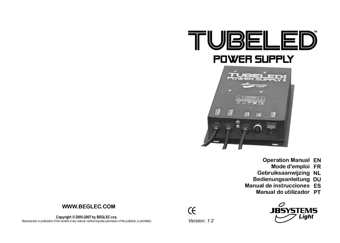 Mode d'emploi JBSYSTEMS TUBELED POWER SUPPLY