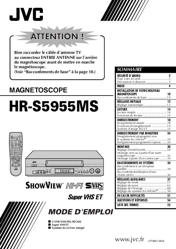 Notice JVC HRS5955MS Trouver une solution à un problème JVC HR