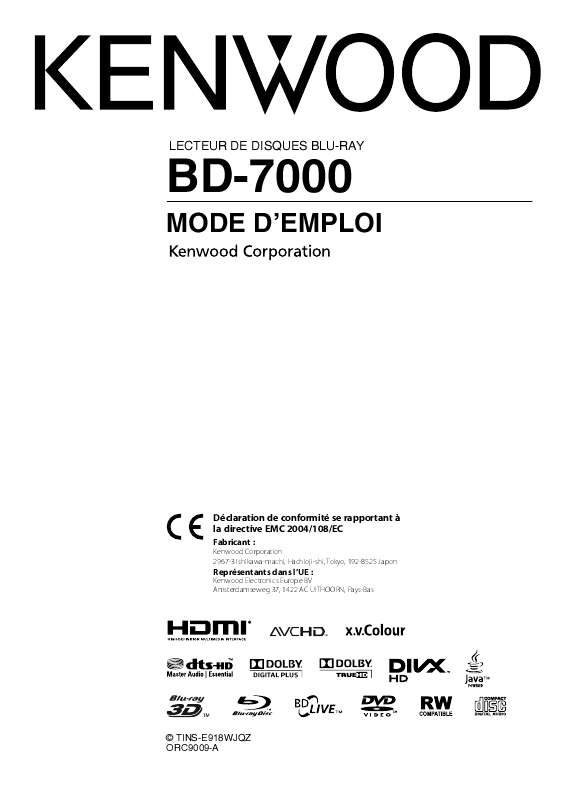 Mode d'emploi KENWOOD BD-7000