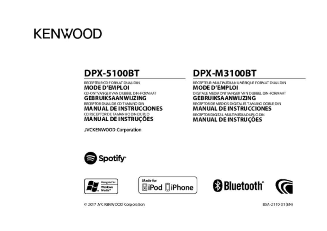 Mode d'emploi KENWOOD DPX-M3100BT
