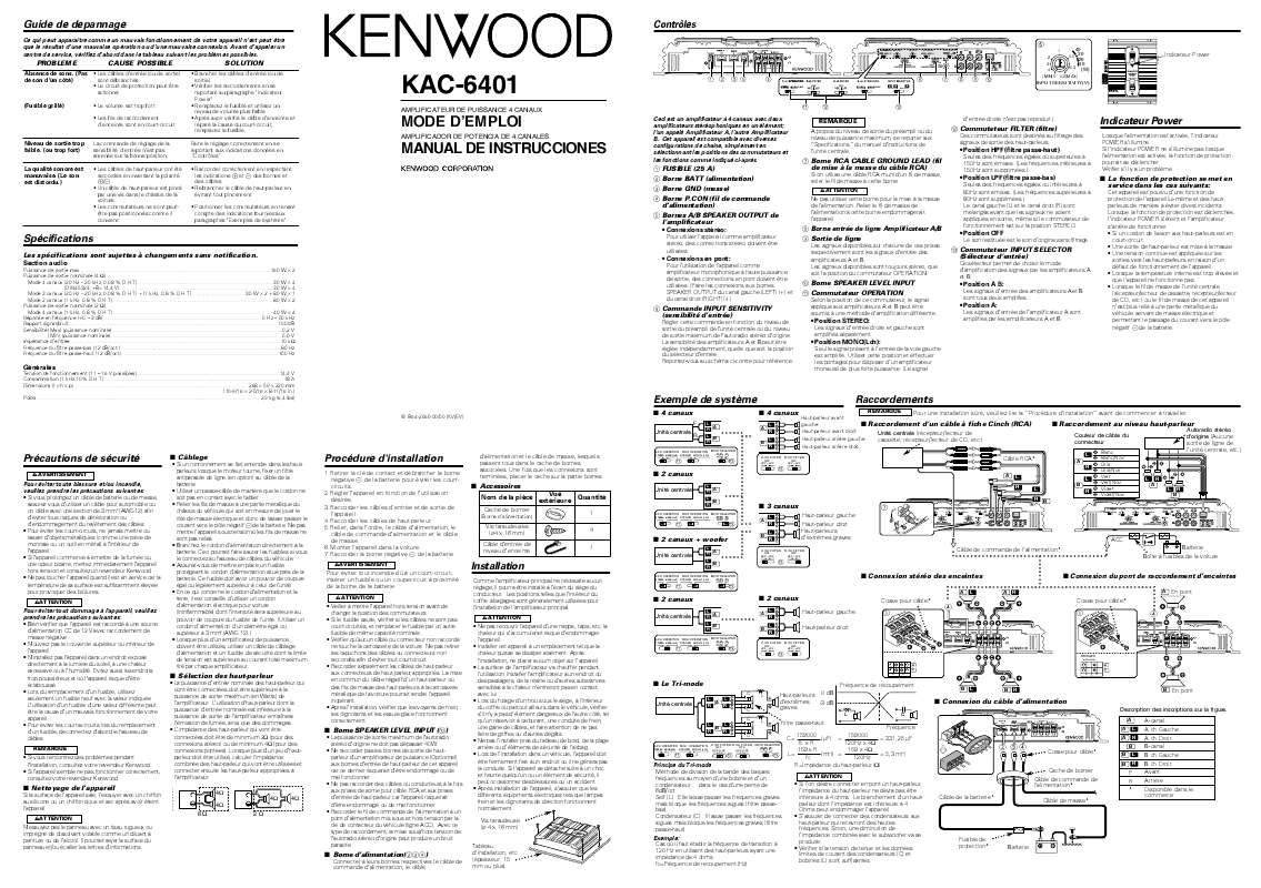 Mode d'emploi KENWOOD KAC-6401