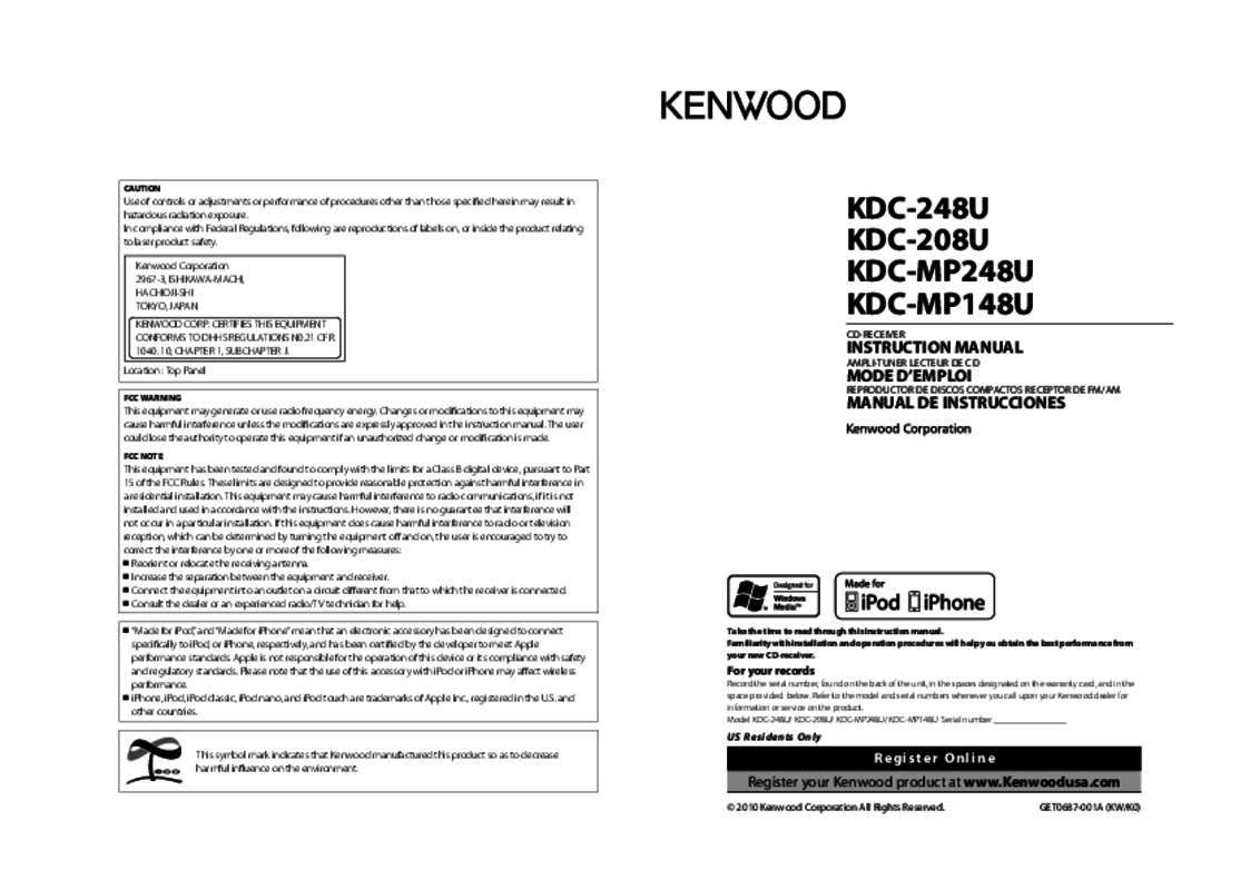 Notice KENWOOD KDC248U autoradio Trouver une solution à un problème