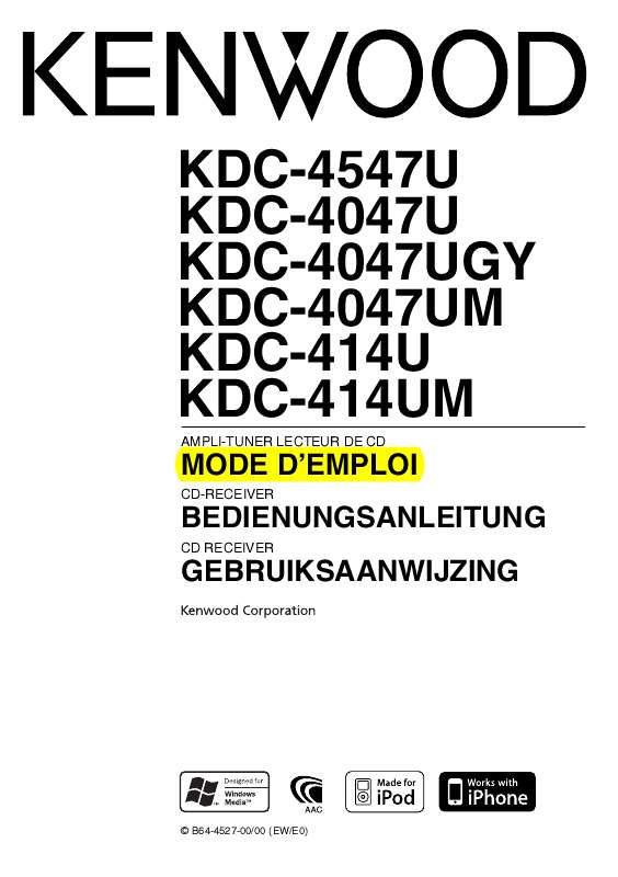 Mode d'emploi KENWOOD KDC-4547U