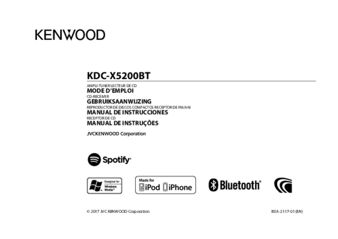 Mode d'emploi KENWOOD KDC-X5200BT