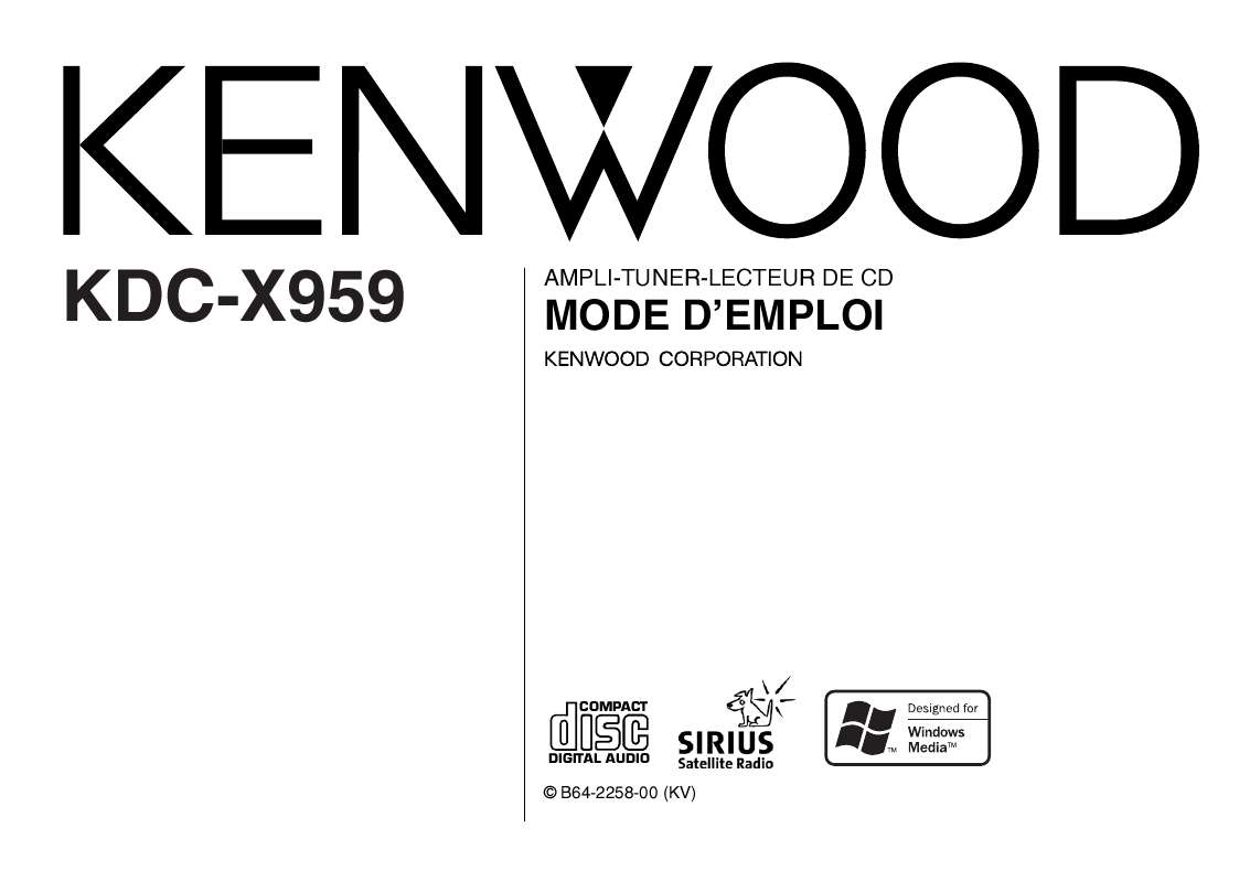 Mode d'emploi KENWOOD KDC-X959