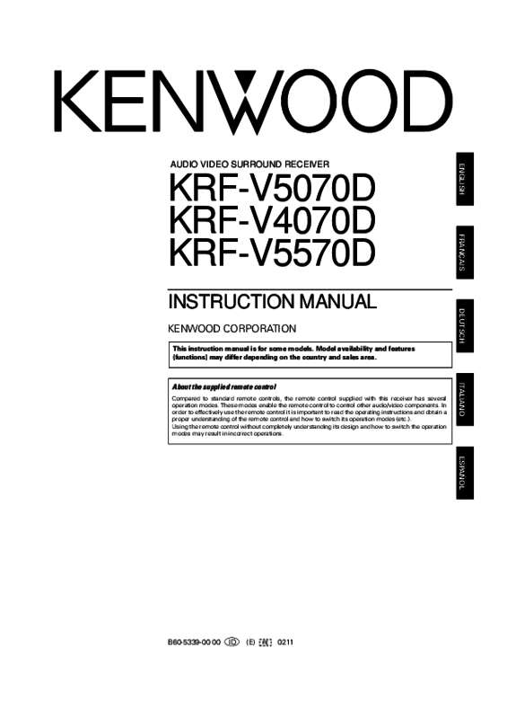 Mode d'emploi KENWOOD KRF-V4070D