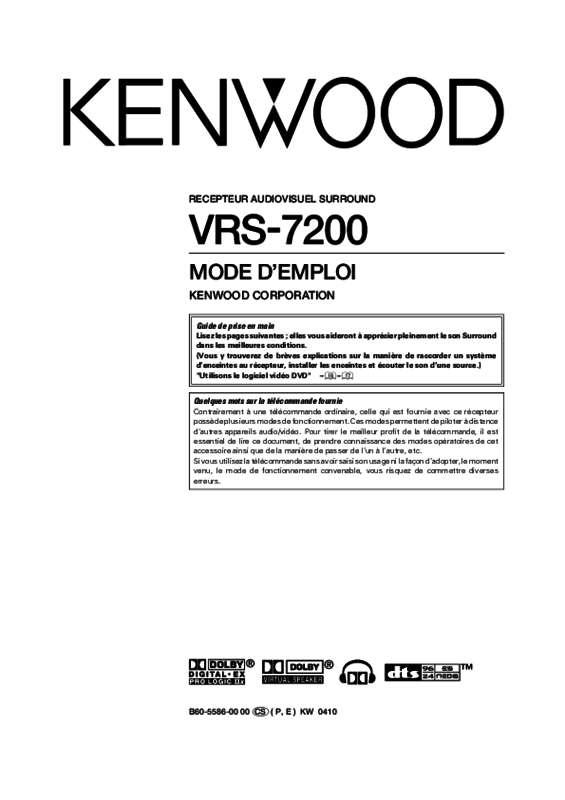 Mode d'emploi KENWOOD VRS-7200