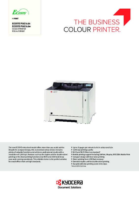 IMPRIMANTE LASER COULEUR A4-ECOSYS P5021cdw