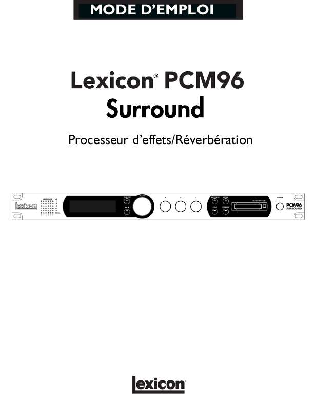 Mode d'emploi LEXICON PCM96