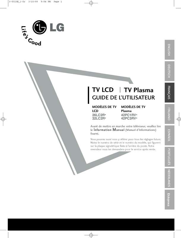 Mode d'emploi LG 26LC2RB