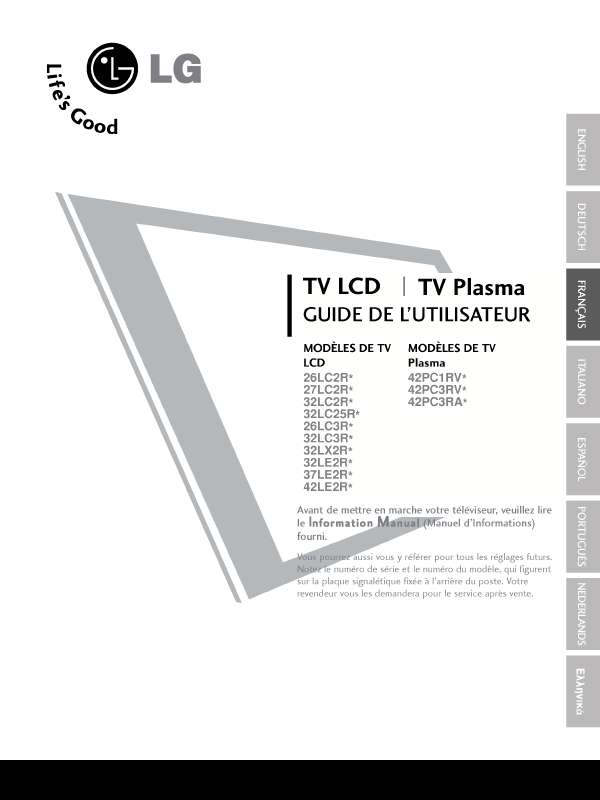 Mode d'emploi LG 37LE2R