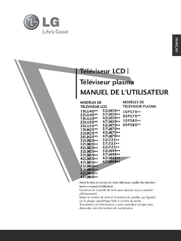 Mode d'emploi LG 37LH4000.BEU
