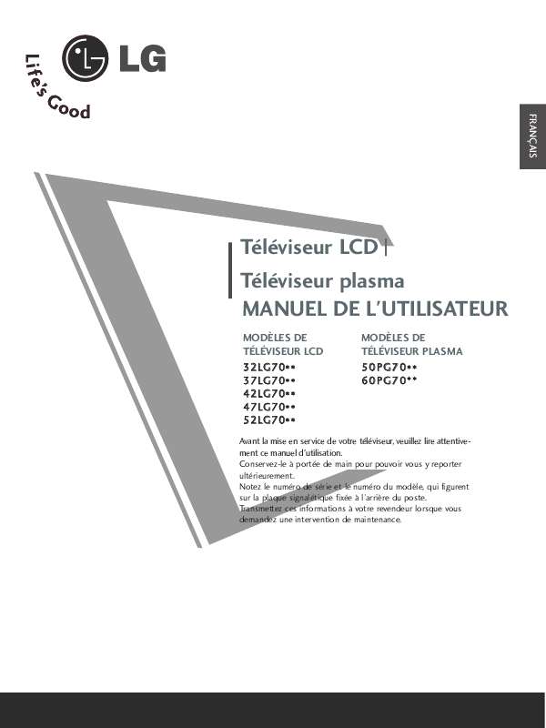 Mode d'emploi LG 50PG7000