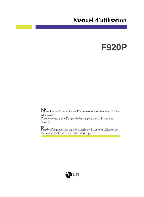 Mode d'emploi LG F920P