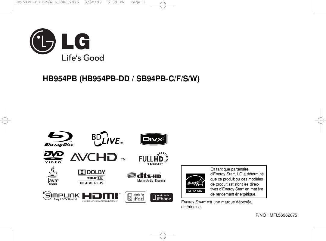 Mode d'emploi LG HB954PB
