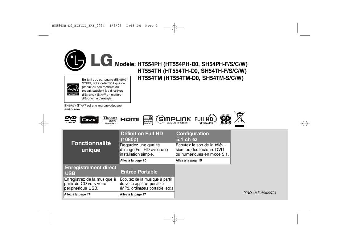 Mode d'emploi LG HT554PH