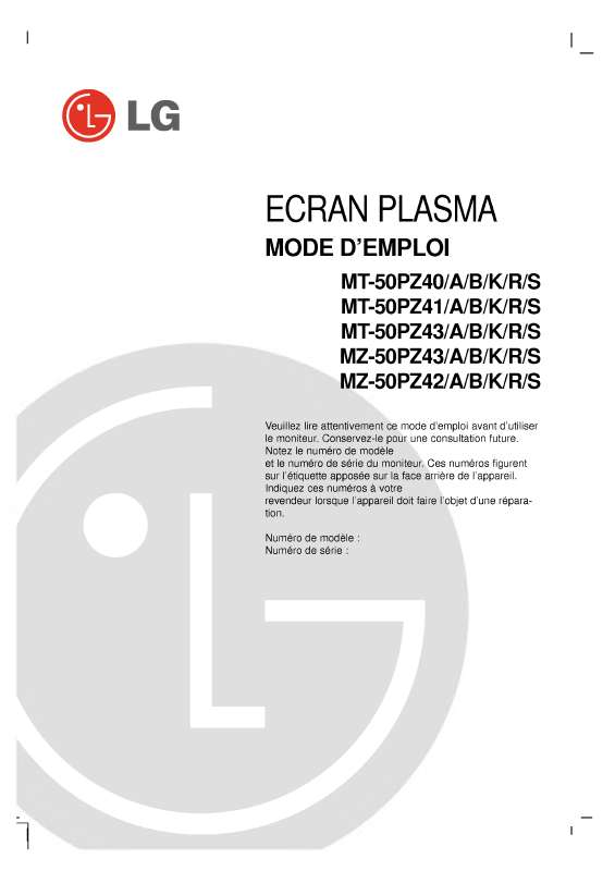 Mode d'emploi LG MZ-50PZ43
