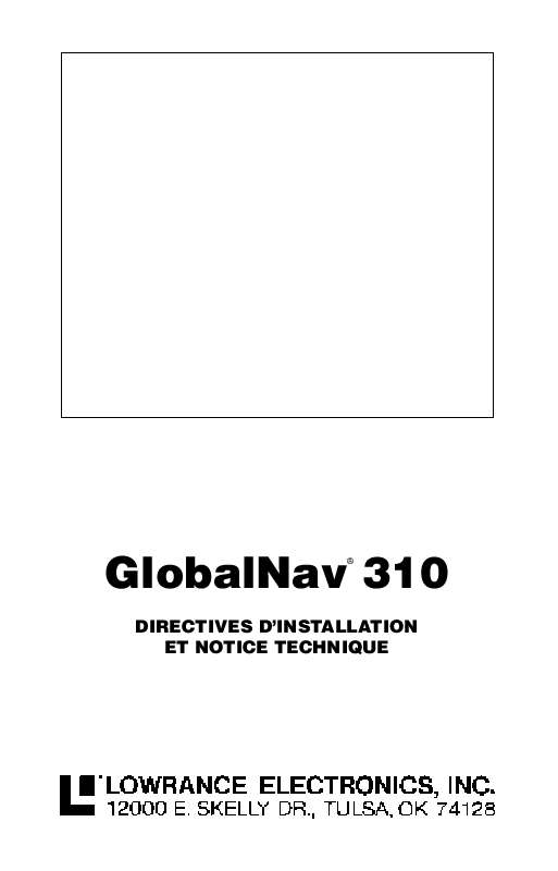Mode d'emploi LOWRANCE GLOBALNAV 310