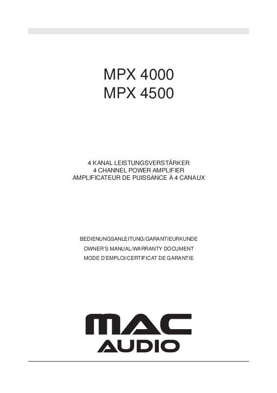 Mode d'emploi MAC AUDIO MPX 4000
