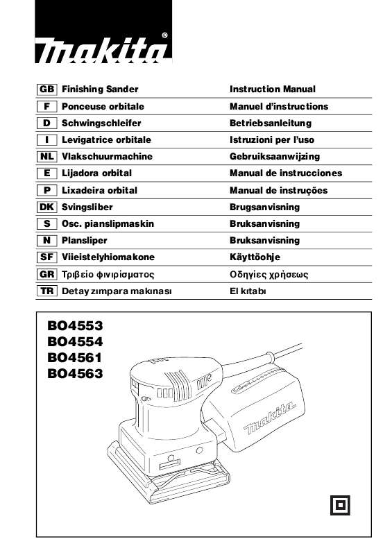 Notice MAKITA BO4553 - ponceuse Trouver une solution à un problème ...