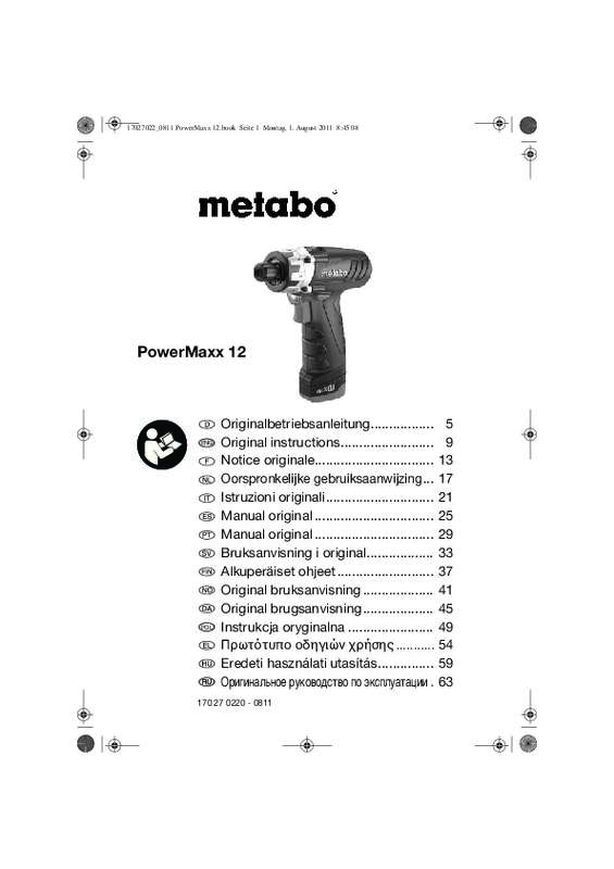 Mode d'emploi METABO POWERMAXX12