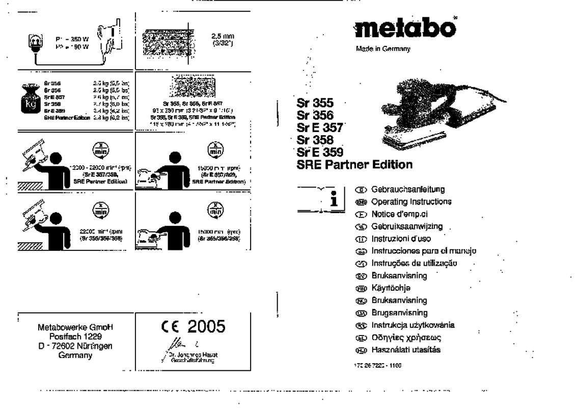 Mode d'emploi METABO SRE357