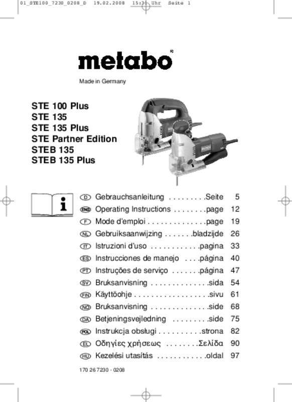 Mode d'emploi METABO STE100+