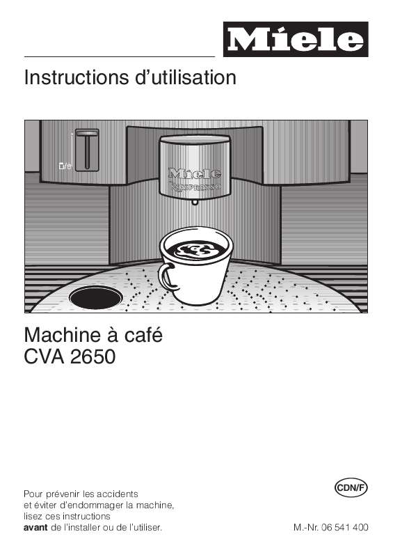 Mode d'emploi MIELE CVA 2650 MACHINE A CAFE