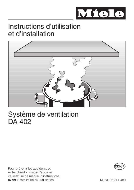 Mode d'emploi MIELE DA 402