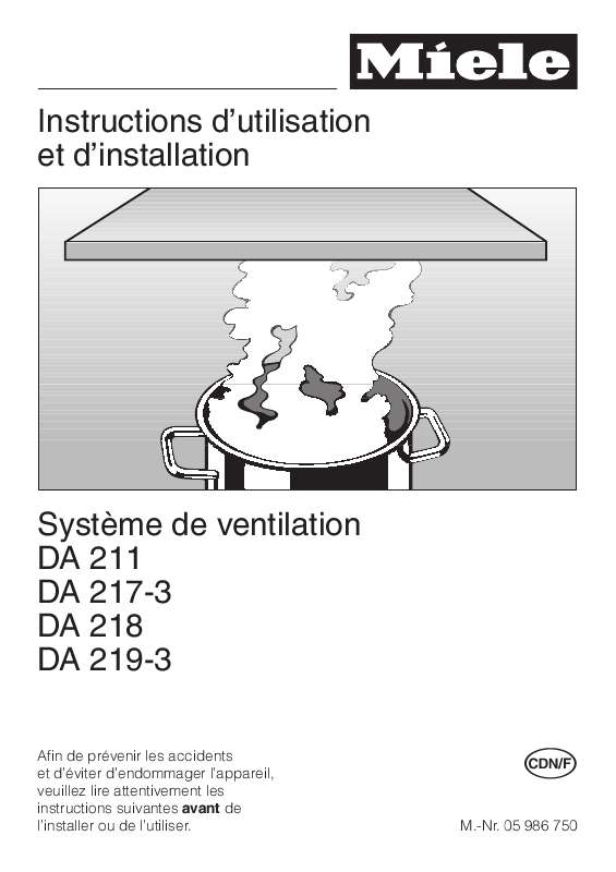 Mode d'emploi MIELE DA 211