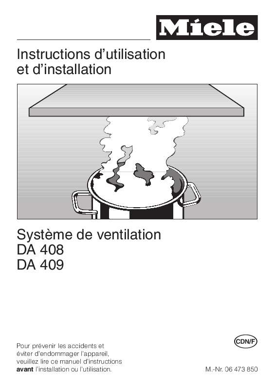 Mode d'emploi MIELE DA 408