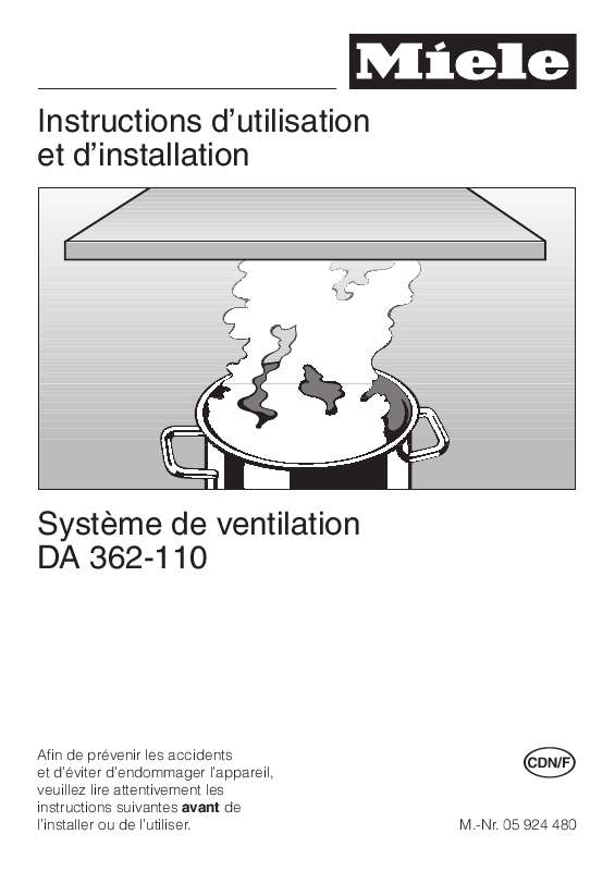 Mode d'emploi MIELE DA362-110 SYSTEME DE VENTILATION