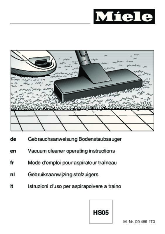 Notice aspirateur avec sac MIELE S771 PARQUET Trouver une solution à un
