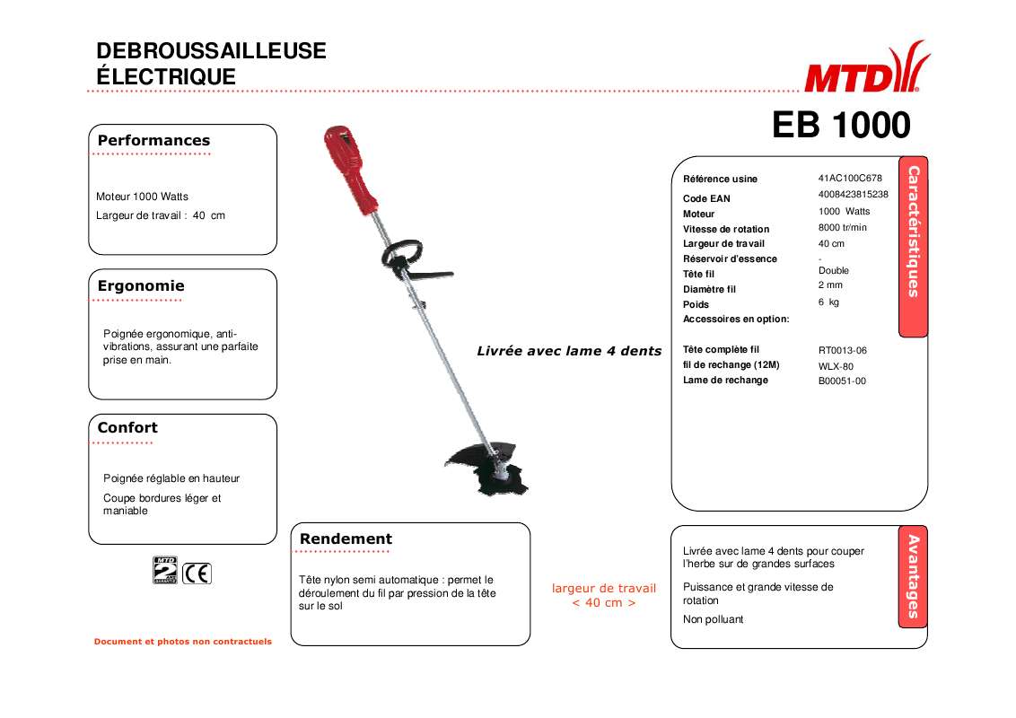 Notice MTD EB 1000 - débroussailleuse Trouver une solution à un ...