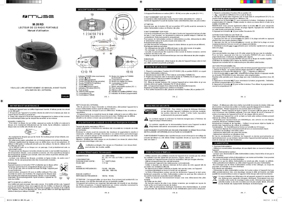 Notice MUSE M20RD radio cd Trouver une solution à un problème MUSE M