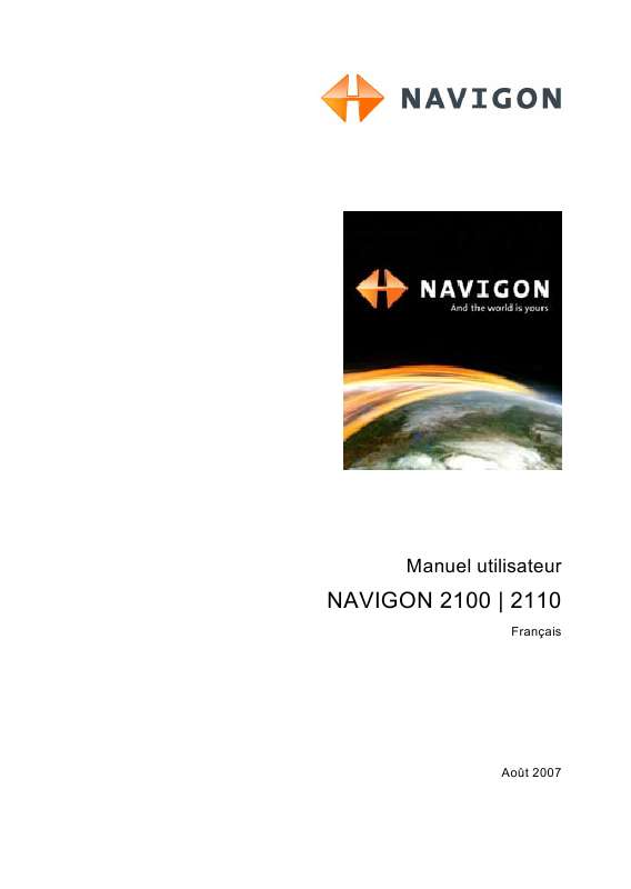 Mode d'emploi NAVIGON 2110