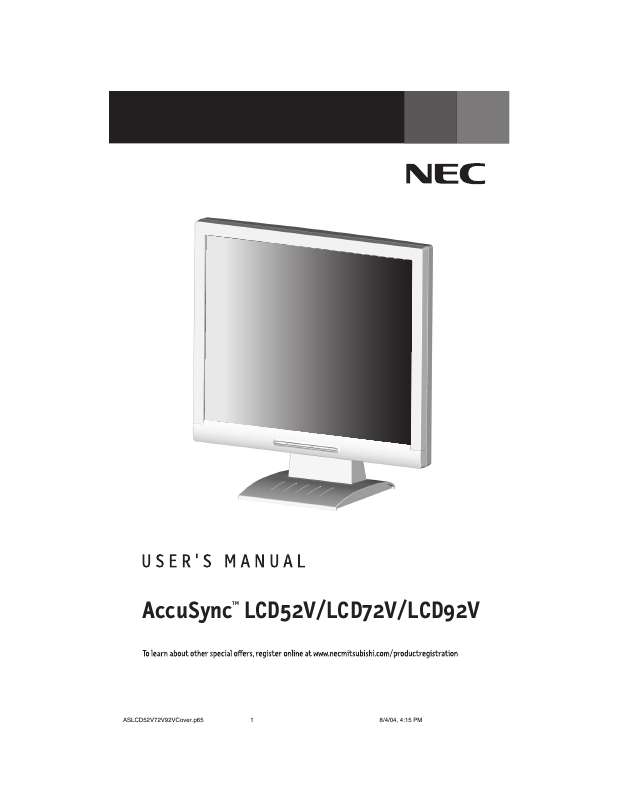 Mode d'emploi NEC LCD72V