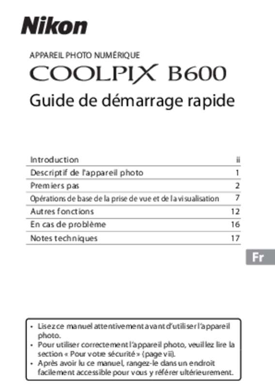 Mode d'emploi NIKON COOLPIX B600