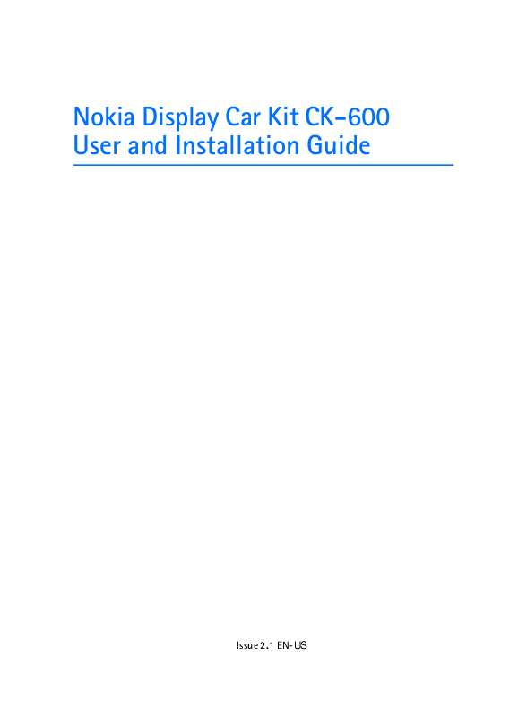 Notice NOKIA DISPLAY CAR KIT CK600 téléphone portable Trouver une