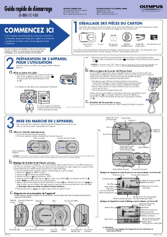 Notice OLYMPUS D390 appareil photo Trouver une solution à un